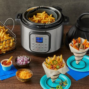 Instant Pot Duo Crisp + Air Fryer 140004201, 1500 W, 8 L, 11 programe, coș Air Fryer, EvenCrisp, Inox