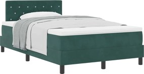 vidaXL Pat cu arcuri cu saltea Verde închis 120 x 190 cm Catifea