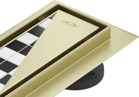 Mexen Flat M13 rigolă liniară 2în1 140 cm, auriu periat - 1A10140