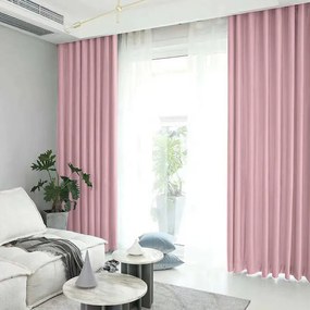 Set draperie din catifea blackout cu rejansa transparenta cu ate pentru galerie, Madison, densitate 700 g/ml, Queen Pink, 2 buc