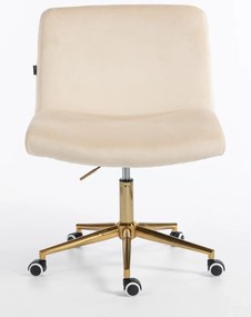 HR150K Scaun Crem din Catifea cu Bază Aurie