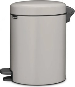 Cos de gunoi cu pedală Brabantia NewIcon 1010434, 5 L, Inchidere usoara, Baza antiderapanta, Gri deschis