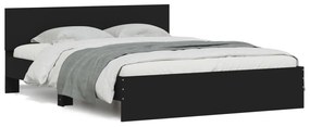 3207603 vidaXL Cadru de pat cu tăblie și LED, negru, 150x200 cm