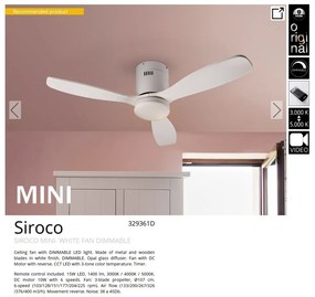 Lustra LED cu Ventilator si telecomanda Siroco MINI alb