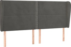 vidaXL Tăblie de pat cu aripioare gri închis 163x23x118/128 cm catifea