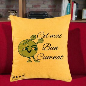 Cadou pentru Cumnat - Perna Personalizata Cel mai Bun Cumnat cu Personaj Funny Verde, 40x40 cm, Galben, Husa Detasabila, Perna Inclusa, BEKZ®