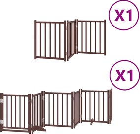 vidaXL Poartă câini pliabilă cu ușă 9 panouri maro, 450 cm, lemn plop
