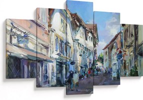 Tablou - Strada orașului vechi, pictură acrilică (150x105 cm)
