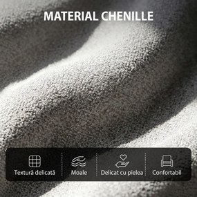 HOMCOM Fotoliu Masaj Reclinabil Manual 160° Chenille cu Suport pentru Picioare, Telecomandă și Buzunare, Gri Deschis | Aosom Romania