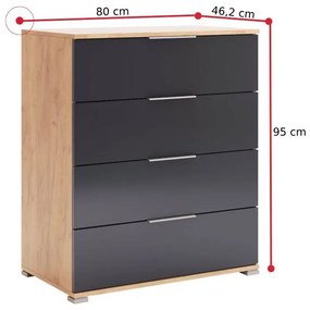 Supermobel Comoda DOTA DUO, 80x95x46,2, stejar Kraft/matte lava