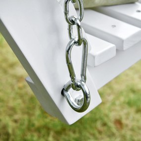 Outsunny Leagăn Suspendat pentru Exterior din Lemn de Brad cu Măsuță Rabatabilă și Suporturi pentru Pahare, Leagăn pentru Grădină sau Terasă cu 2-3 Locuri, Alb | Aosom Romania