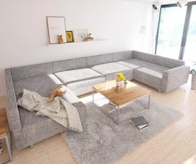 Colțar U XXL cu taburet inclus Justin Grey 400x200 cm