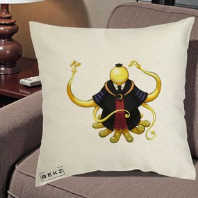 Perna Personalizata Assassination Classroom Koro-sensei, 40x40 cm, Ecru, Husa Detasabila, Perna Inclusa, BEKZ®