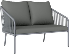 Outsunny Canapea de Grădină cu 2 Locuri, Perne Detașabile, Brațe și Cadru din Oțel, 112x72x76 cm, Verde | Aosom Romania