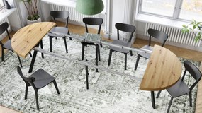 Mazzoni VITO Stejar Artisan/picioare negre - MASĂ MARE ROTUNDĂ Ø110 EXTENSIBILĂ PÂNĂ LA 310 cm CU PICIOARE Y LOFT/INDUSTRIALĂ