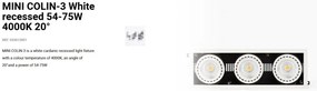 Spot LED incastrabil MINI COLIN-3 White recessed 54-75W 4000K 20°