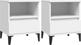 vidaXL Noptiere, 2 buc., alb, 40x35x50 cm