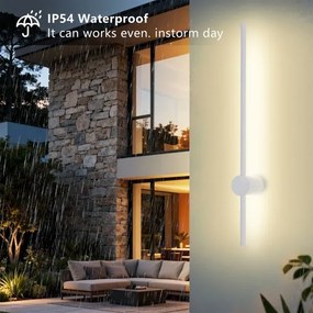 BRILAGI AURA Aplică de perete LED pentru exterior, 12W, 230V, 3000K, IP54, 65 cm, alb, CRI 90