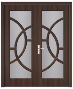 Usa Dubla de Interior din MDF Novo Doors ND220, Geam Sablat, Cadru din Lemn Masiv, KIT COMPLET, Toc , Manere si balamale incluse (Culoare: Wenge,