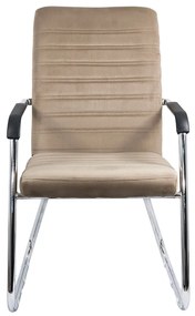 Scaun vizitator bej OFF 833V din catifea cu cadru metalic cromat