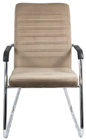 Scaun vizitator bej OFF 833V din catifea cu cadru metalic cromat