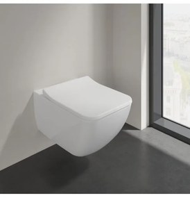 Set vas WC rimless suspendat, Villeroy&amp;Boch Venticello, DirectFlush, cu capac inchidere lenta, 37.5x56cm, Alb Alpin, 4611RS01