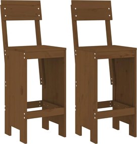 vidaXL Taburete bar 2 buc. maro miere 40x48,5x115,5 cm lemn masiv pin