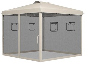 Outsunny Pavilion Pliabil, reglabil în înălțime, perdele de plasă, geantă de transport, structură metalică, 3 x 3 x 3 m, Bej | Aosom Romania
