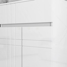 kleankin Mobilier de depozitare pentru baie pe picioare dulap 2 uși 1 sertar, raft reglabil, alb lacuit | Aosom Romania
