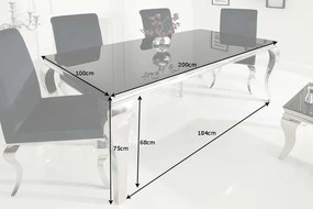 Masa Dining Eleganta, Sticla, Negru, Modern Barock 200cm