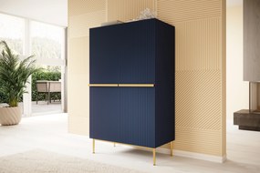 Dulap Nicole - MDF albastru marin / picioare aurii