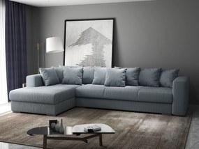 Colțar extensibil dumonde cu ladă de depozitare si sezut confortabil din spuma high-density, Gloria Zoom Grey 320x183 cm