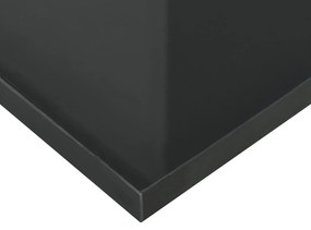 Măsuță de cafea modernă din sticlă lucioasă cu bandă LED reglabilă și roți pivotante, 80×80×40 cm, Alb+Negru