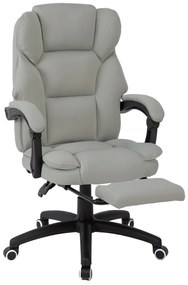 RESIGILAT- Scaun directorial, Masaj si Incalzire in 7 puncte, spatar rabatabil, suport pentru picioare, material textil premium, Gri