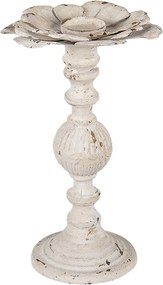 Suport lumanare, alb patinat, din metal, aspect vintage, Ø19x34 cm