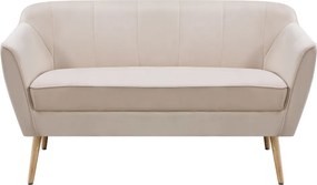 Canapea de designer cu 2 locuri, ţesătură Velvet bej/naturală, VIODA