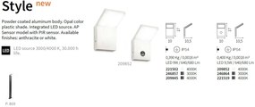 Aplica de exterior cu protectie IP54 STYLE AP BIANCO 4000K 221502 IDL