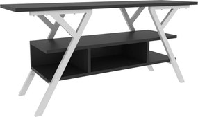 Comoda TV MINERVA, gri antracit/alb, PAL melaminat/metal, 120x35x55 cm