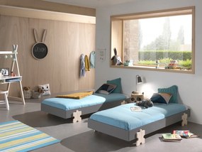 Set MODULO format din 2 Pat copii MODULO (90 x 200 cm) cu picioare Pat copii în formă de piesă de puzzle.