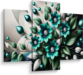 Tablou - Flori turcoaz 3D (90x60 cm)