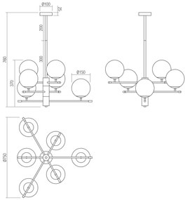 Lustră pe tijă ESSENTIAL 6xE14/28W/230V Redo 01-2950