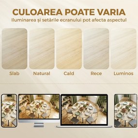 HOMCOM Masă Pliabilă pentru 2-6 Persoane, Cadru Dublu X din Oțel, Finisaj Natural | Aosom Romania