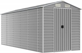 vidaXL Șopron de grădină gri deschis 191x470x198 cm, oțel galvanizat