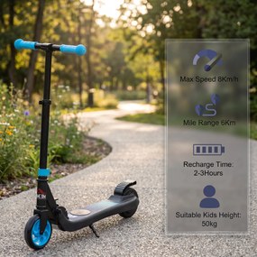HOMCOM Trotinetă Electrică Pliabilă pentru Copii de 6+ Ani cu Înălțime Reglabilă, 71x36.5x75-80 cm, Albastru | Aosom Romania