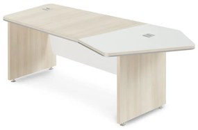 Birou de colț TopOffice Premium 227,1 x 109,6 cm, dreapta, salcâm deschis / alb