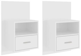 811020 vidaXL Noptiere de perete, 2 buc., alb extralucios