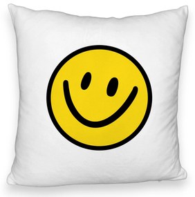 Perna Decorativa Fluffy, Model Smiley Face 2, 40x40 cm, Alba, Husa Detasabila, Burduf