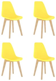 289117 vidaXL Scaune de bucătărie, 4 buc., galben, plastic