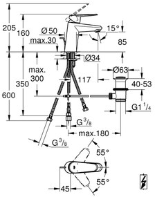 GROHE 33177002 - Baterie pentru lavoar EURODISC COSMOPOLITAN DN 15, crom lucios