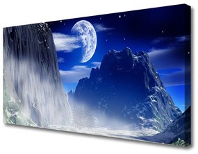 Tablou pe panza canvas Munții Peisaj de noapte Albastru Gri